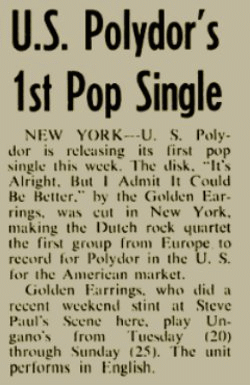 The Golden Earrings May 23, 1969 New York - Ungano's